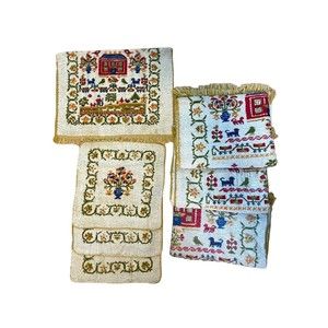 Vintage Fieldcrest Towel Set Country Dutch Fringe 7 Towels Floral